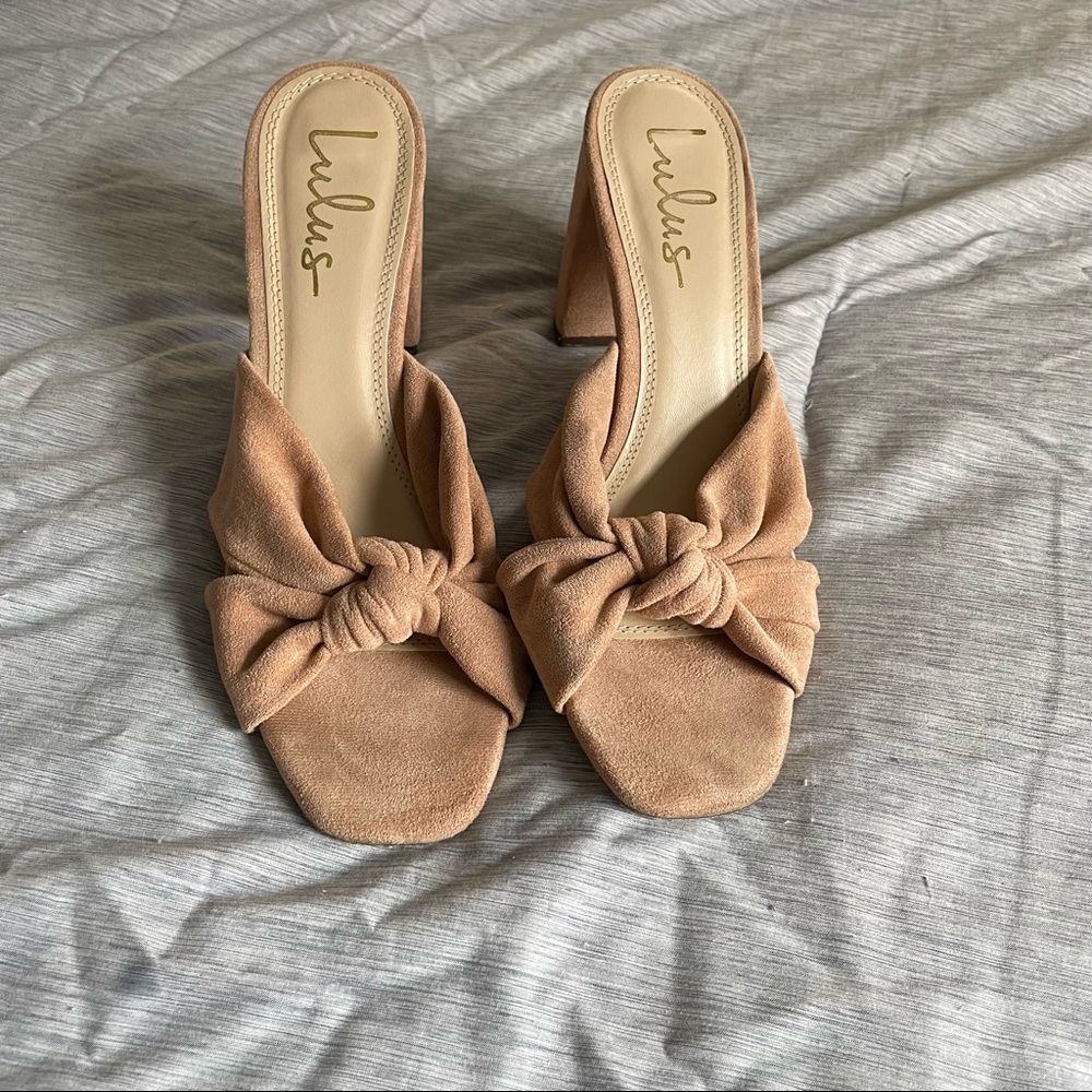 Lulus Suede Knotted Sandal Heels Size 8.5